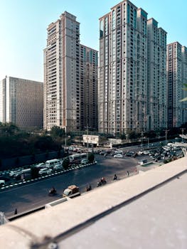 Impressive high-rise apartment buildings in Hyderabad, showcasing urban architecture.