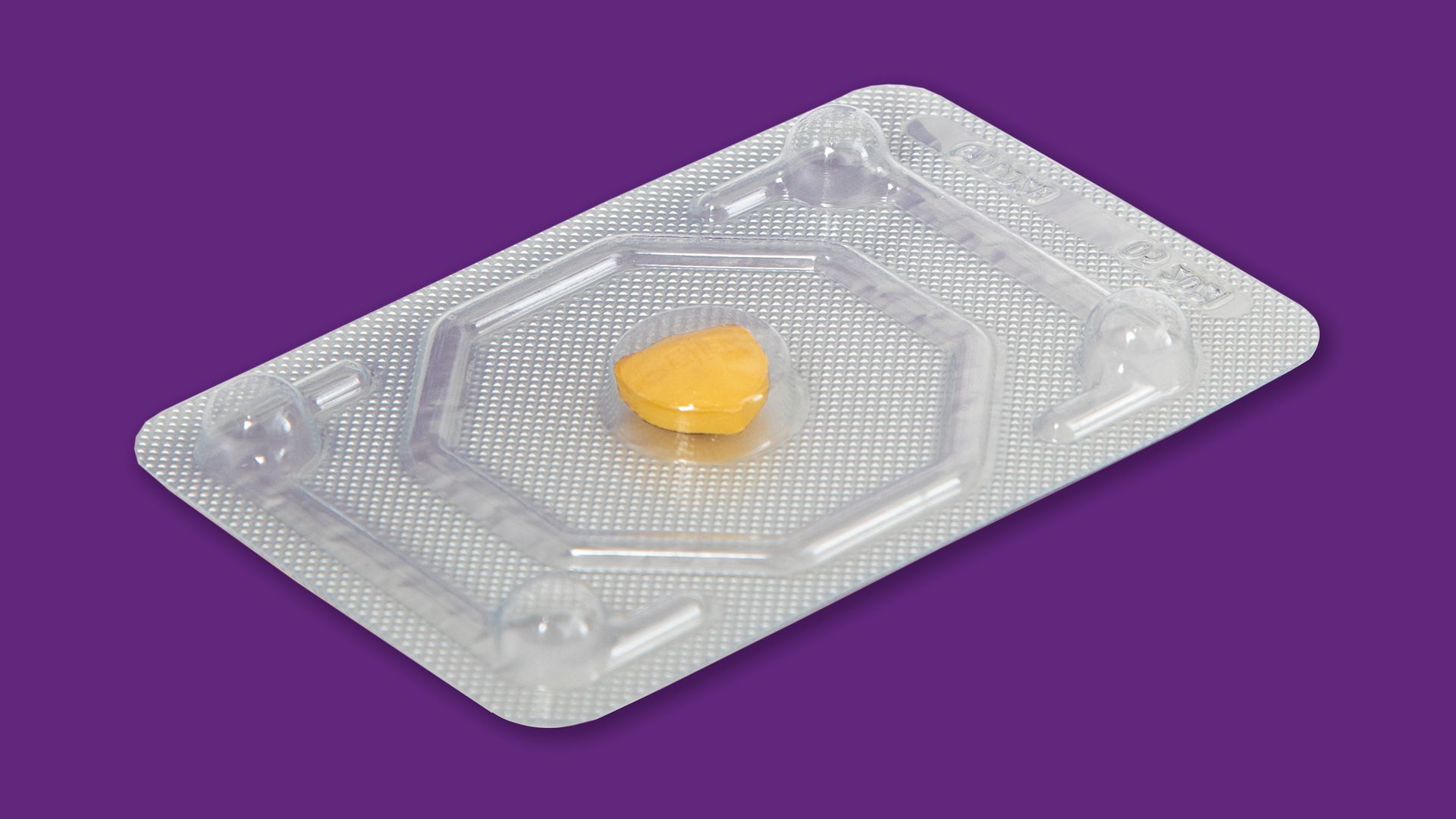 Modalert 200 Dosage: Finding the Right Balance A yellow pill in a blister pack on a vibrant purple background, representing healthcare.