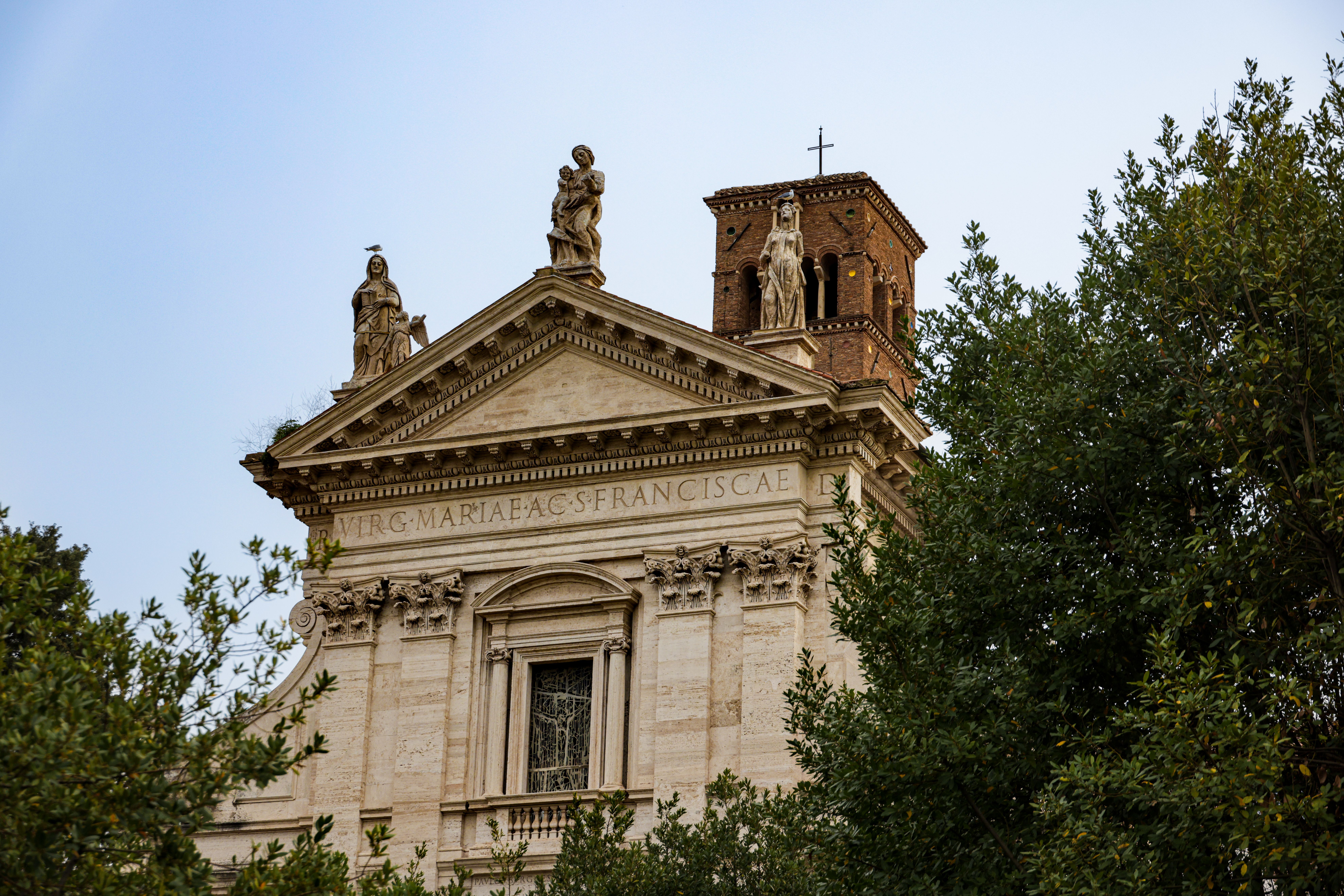 Historic Church Facade with Statues in Rome · Free Stock Photo