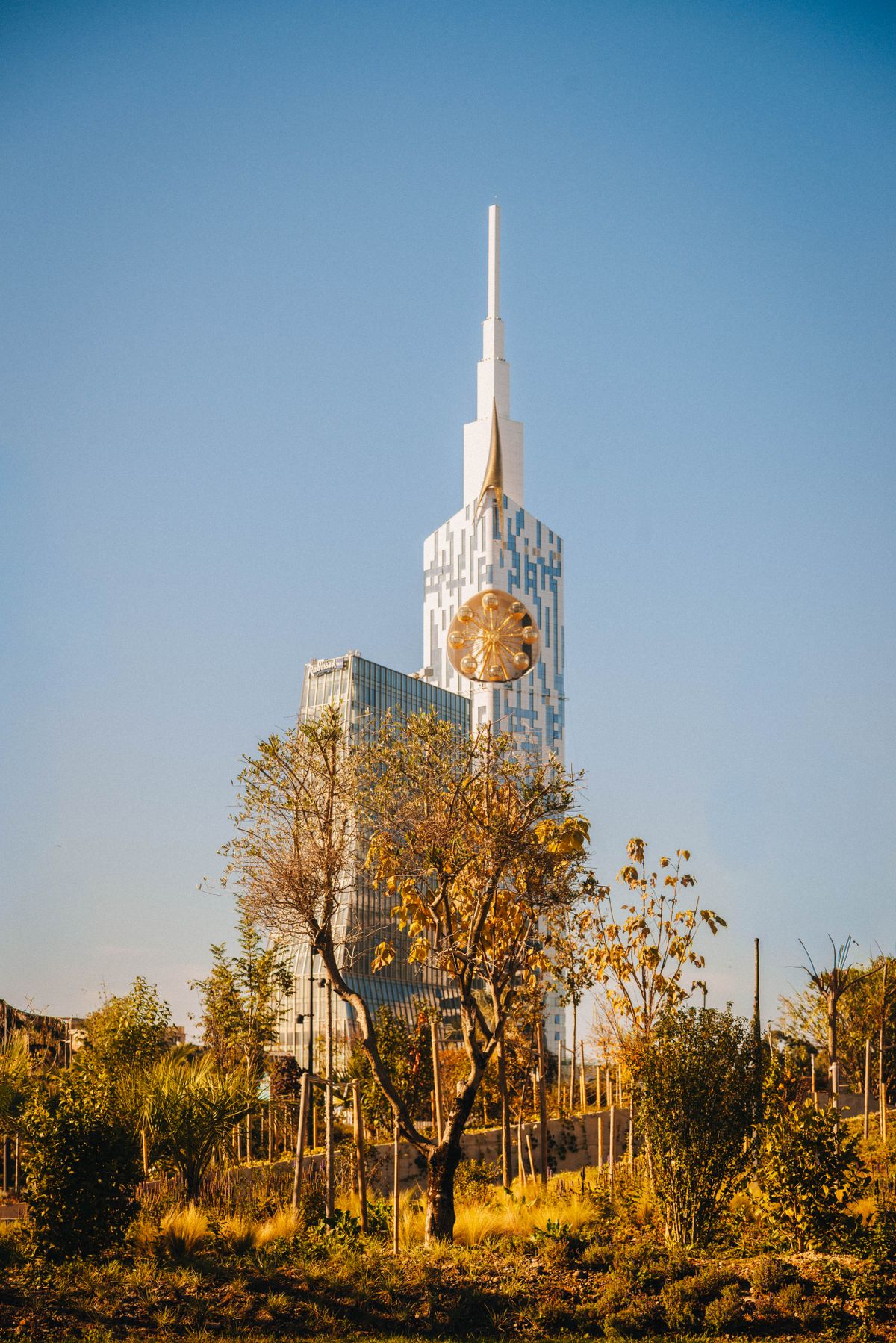 Batumi Tower beside an urban park