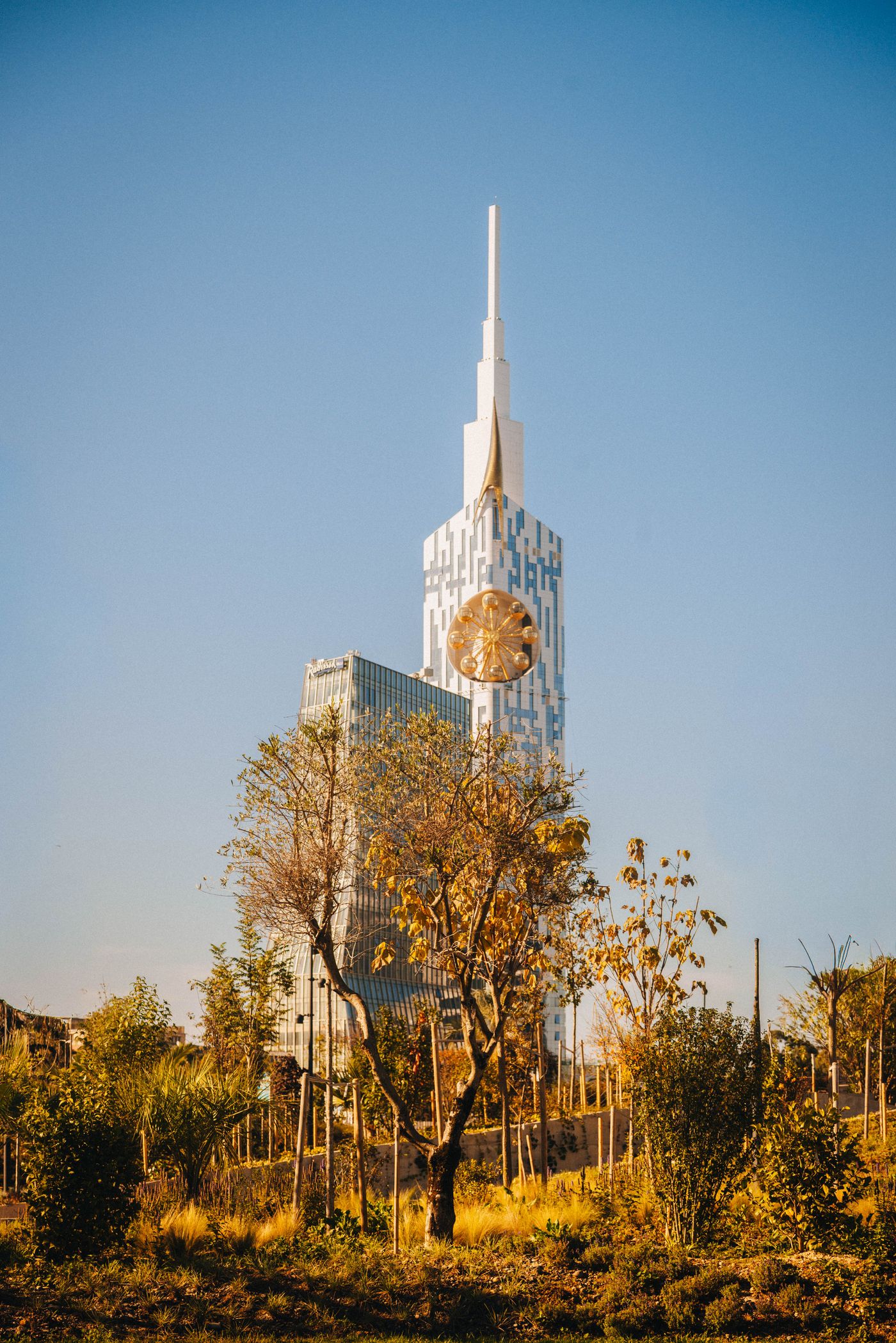 Batumi Tower beside an urban park