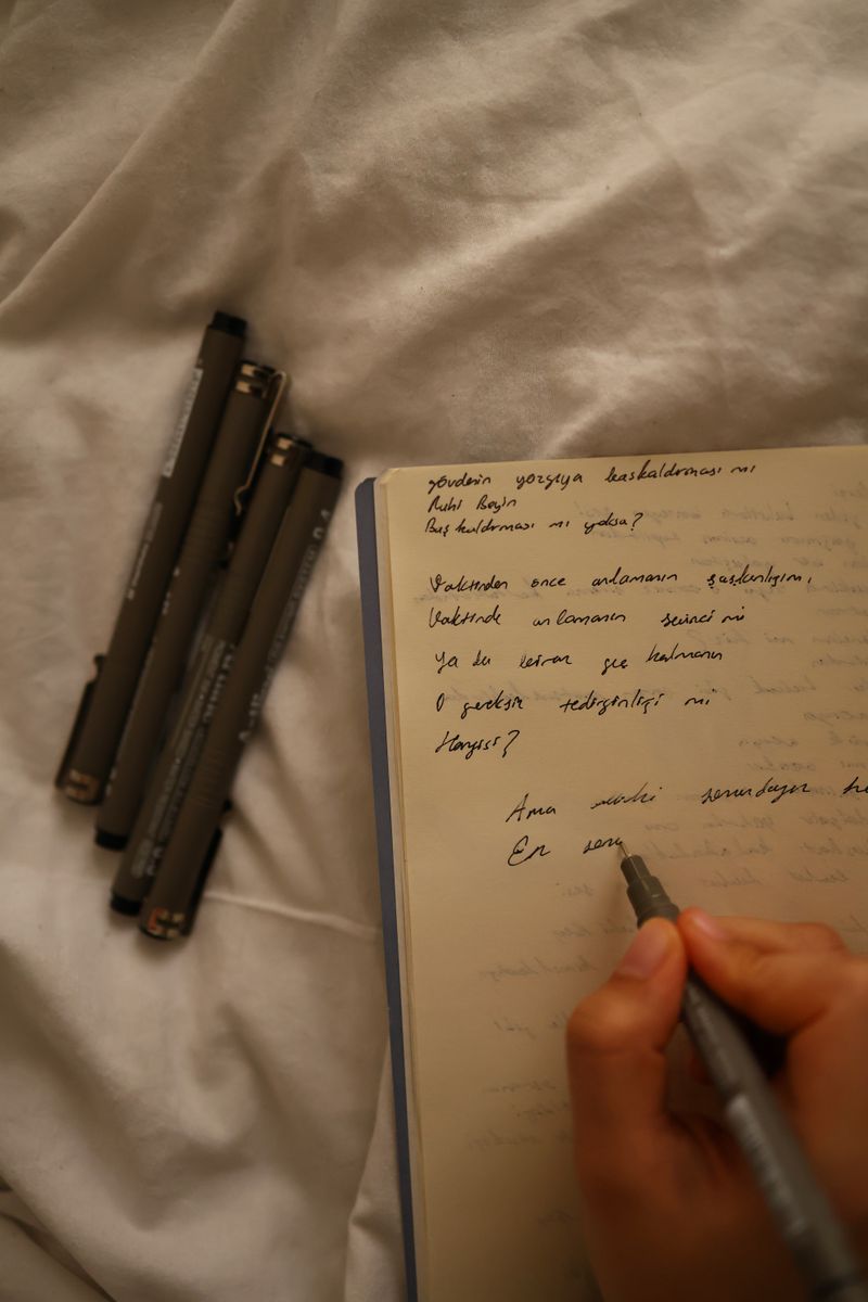Writing in a notebook