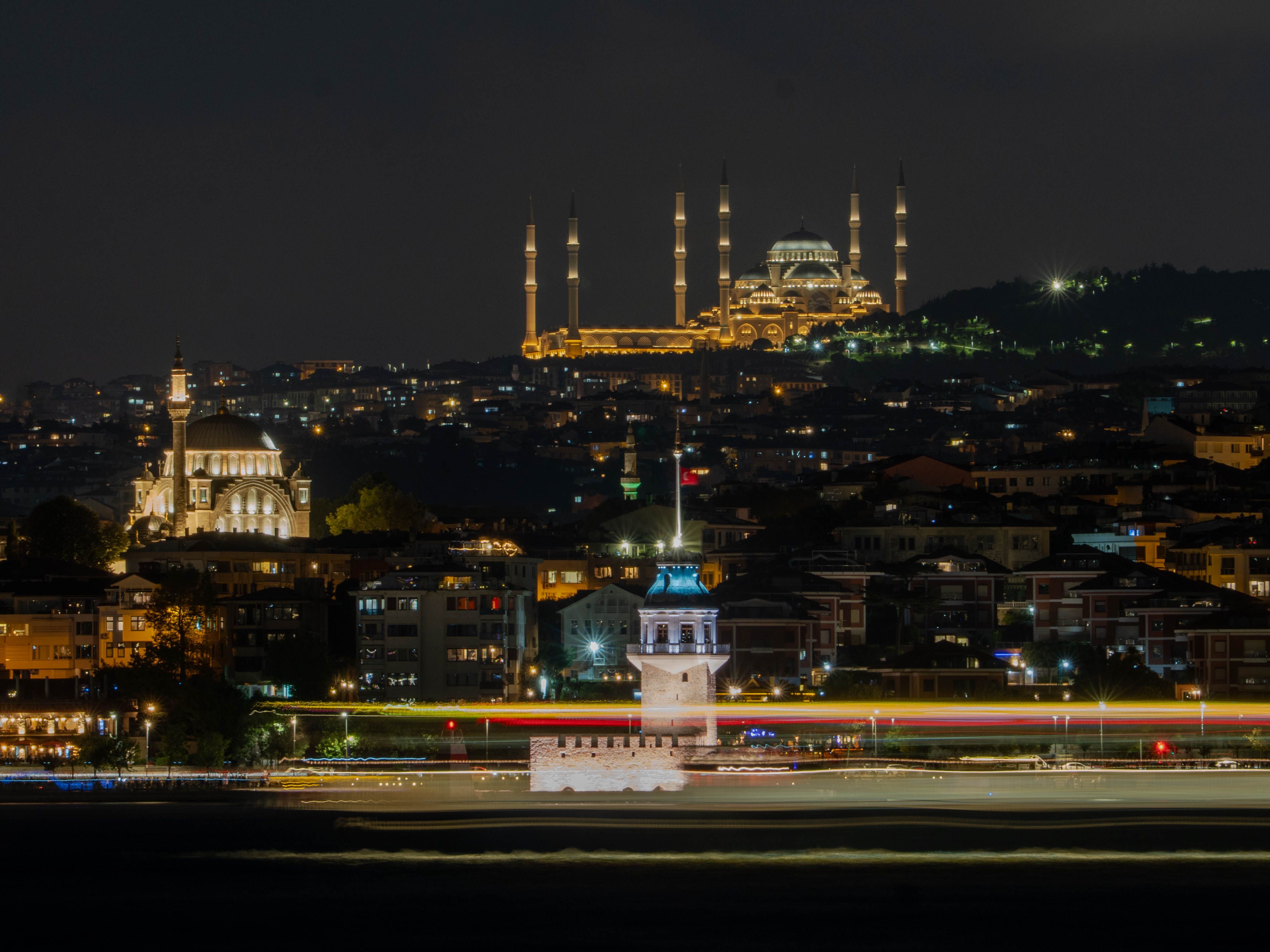 Iconic Night View of Istanbul with Maiden's Tower · Free Stock Photo