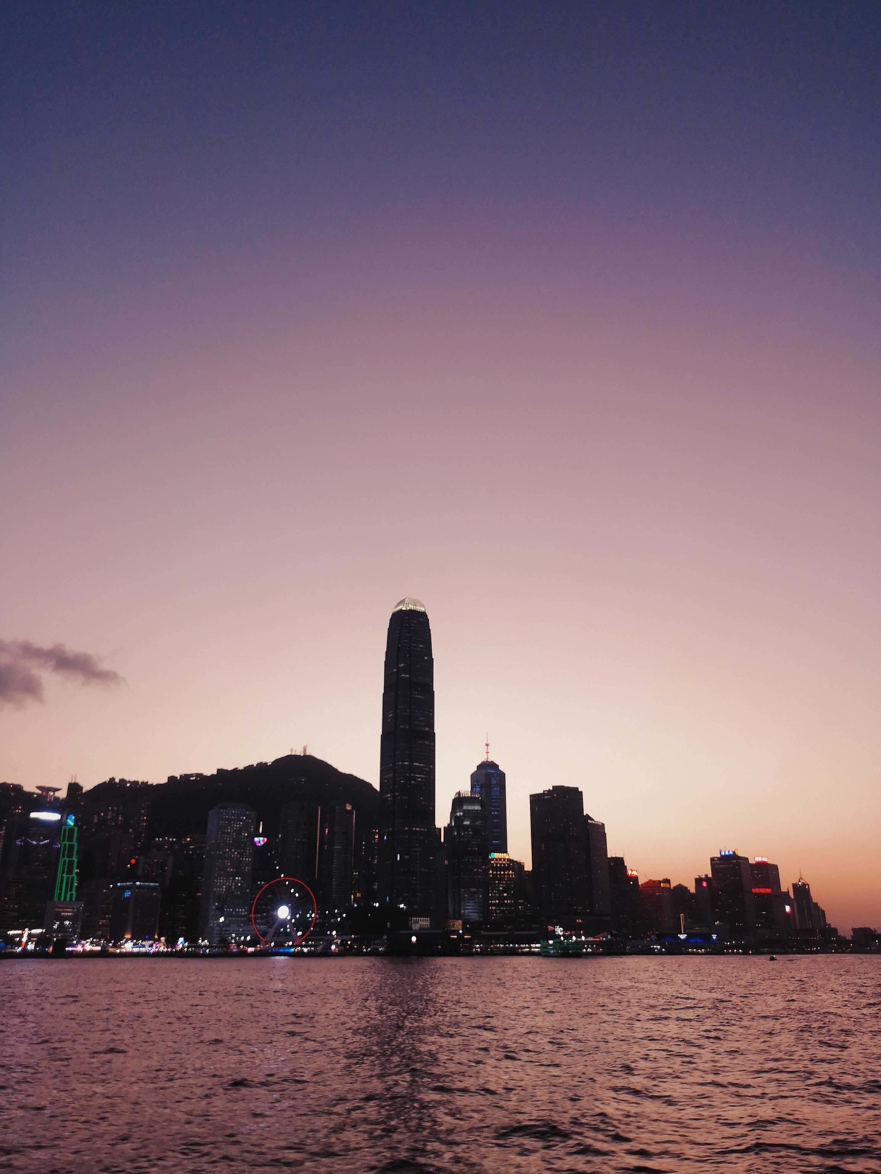 Hong Kong Skyline at Sunset with Victoria Harbour · Free Stock Photo