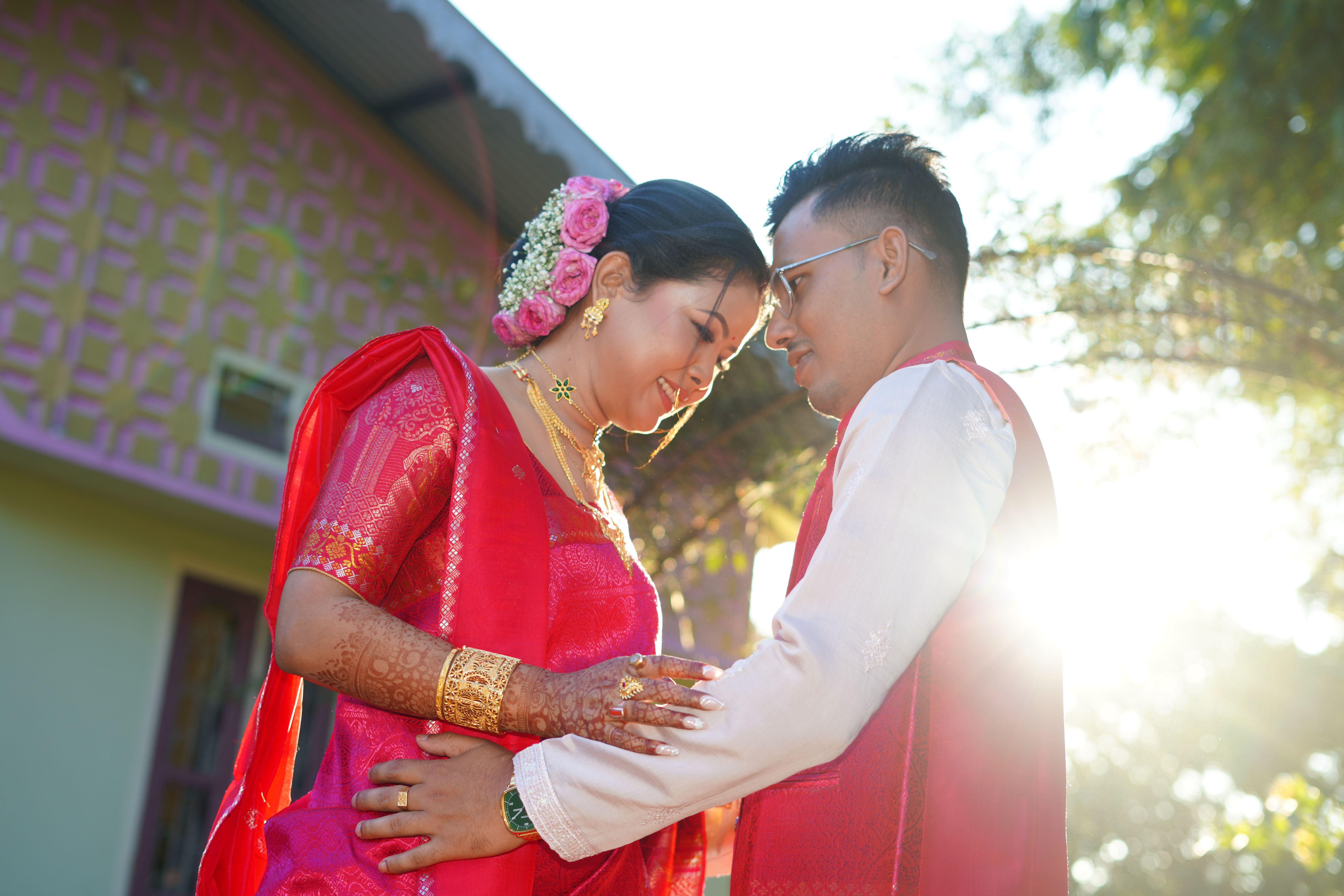 Romantic Indian Wedding Couple in Traditional Attire · Free Stock Photo