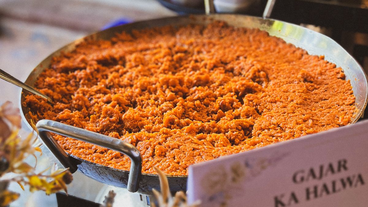 Gajar halwa served at a buffet table (Dessert Catering in Vellore)