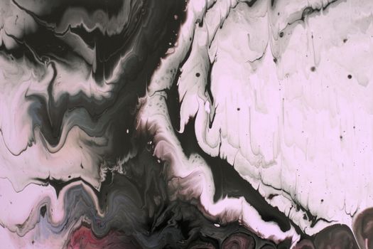 Mesmerizing abstract fluid art in black and white with pink hues, perfect for artistic backgrounds.