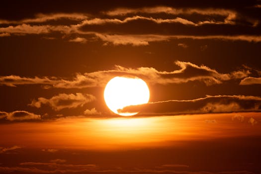 Beautiful sunrise with vivid colors and dramatic clouds over Stamford, Connecticut.