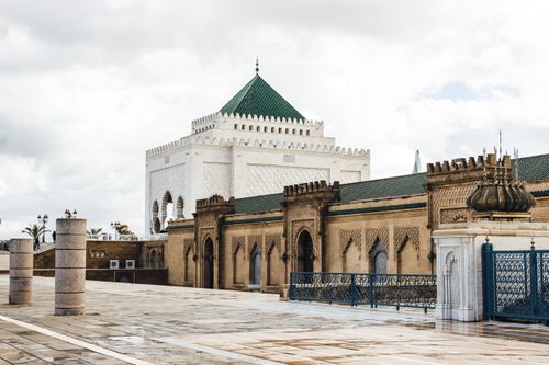 Free Stunning view of Mausoleum of Mohammed V with traditional architecture in Rabat, Morocco. Stock Photo