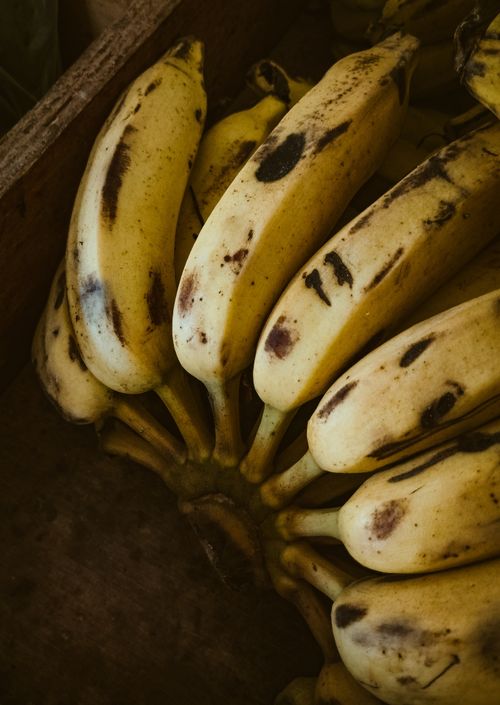 Free A detailed close-up of ripe yellow bananas in Brazil, showcasing their natural texture and tropical appeal. Stock Photo