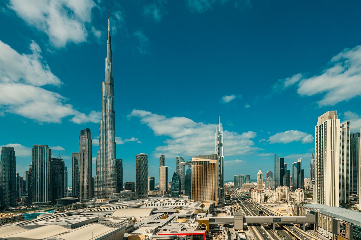 Aerial View of Dubai Skyline with Burj Khalifa · Free Stock Photo
