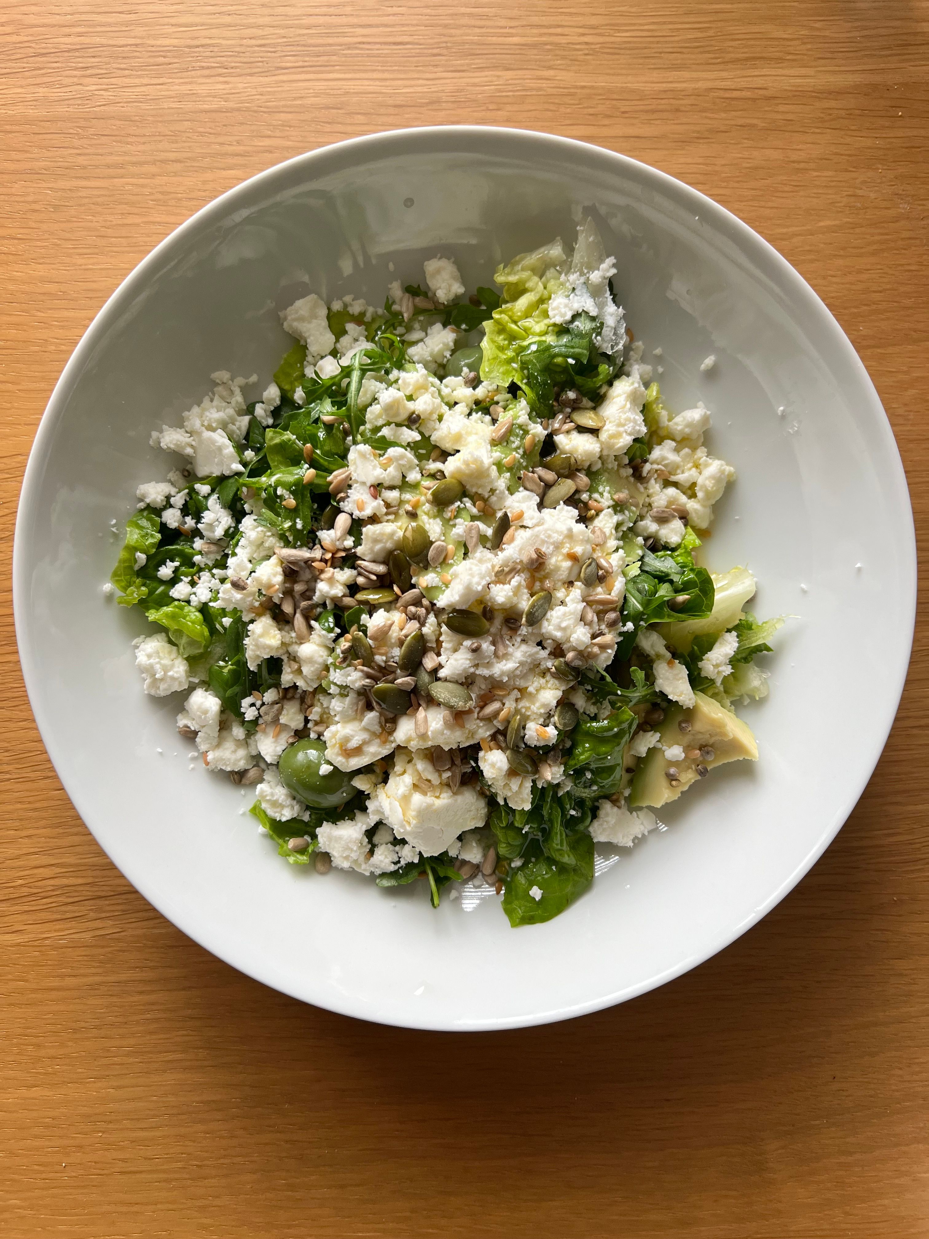 healthy grilled chicken salad — Fresh Mediterranean Greek Salad with Feta and Olives · Free. Photo: Pexels