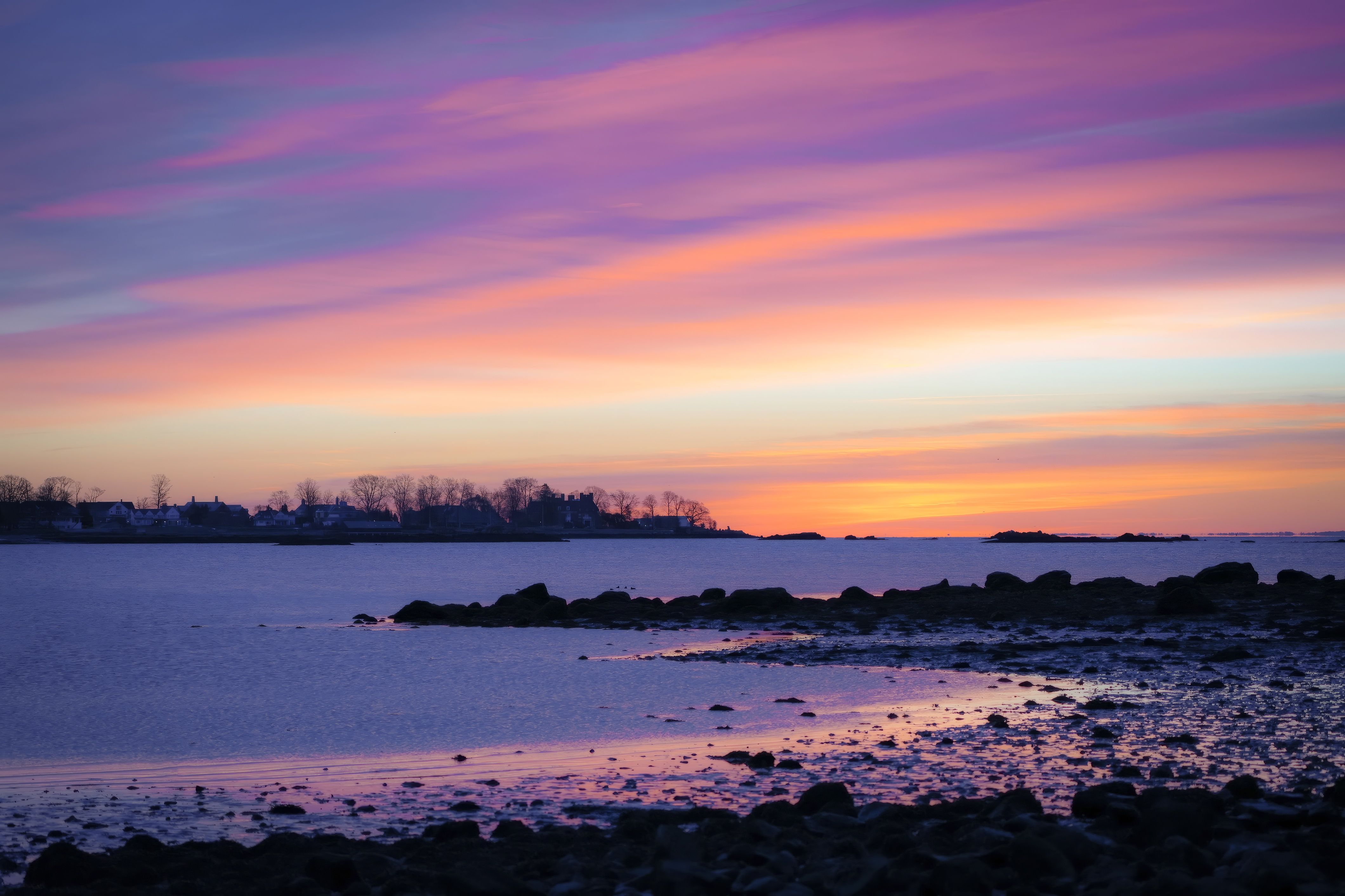 Vibrant Coastal Sunset with Colorful Sky · Free Stock Photo