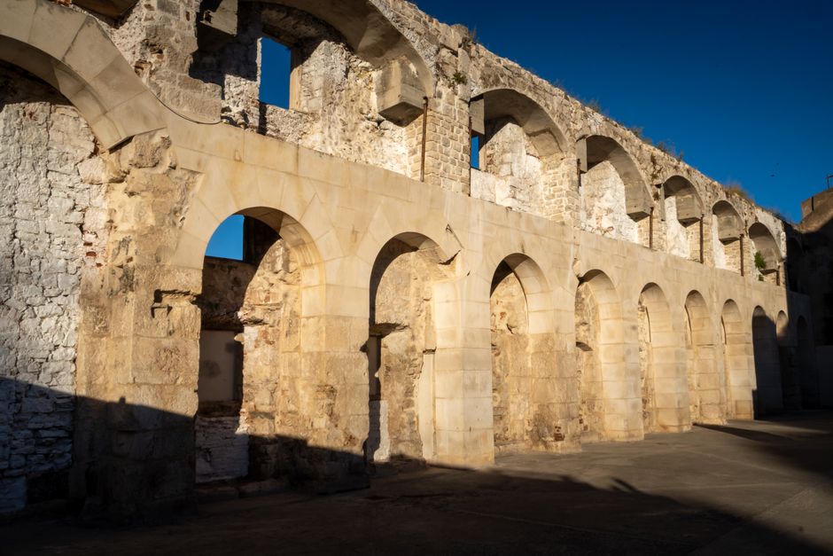 Ancient Roman architecture of Diocletian's Palace in Split, Croatia