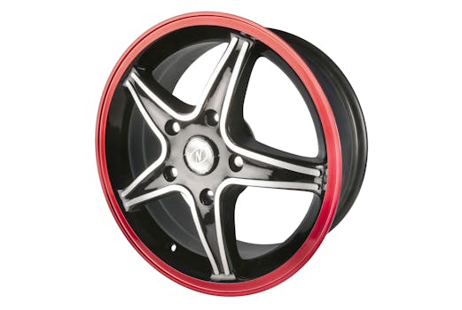 Black 5 Spoke Red Auto Rim