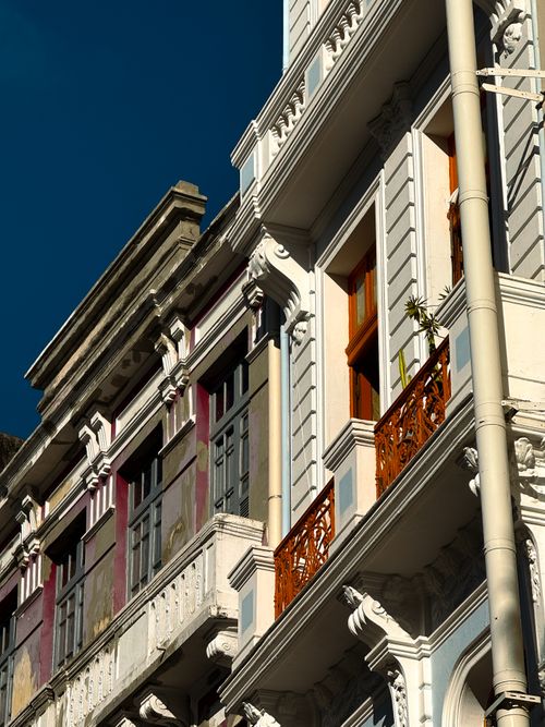 Free A vibrant view of colorful historic buildings in Recife, Brazil's Old Town. Stock Photo