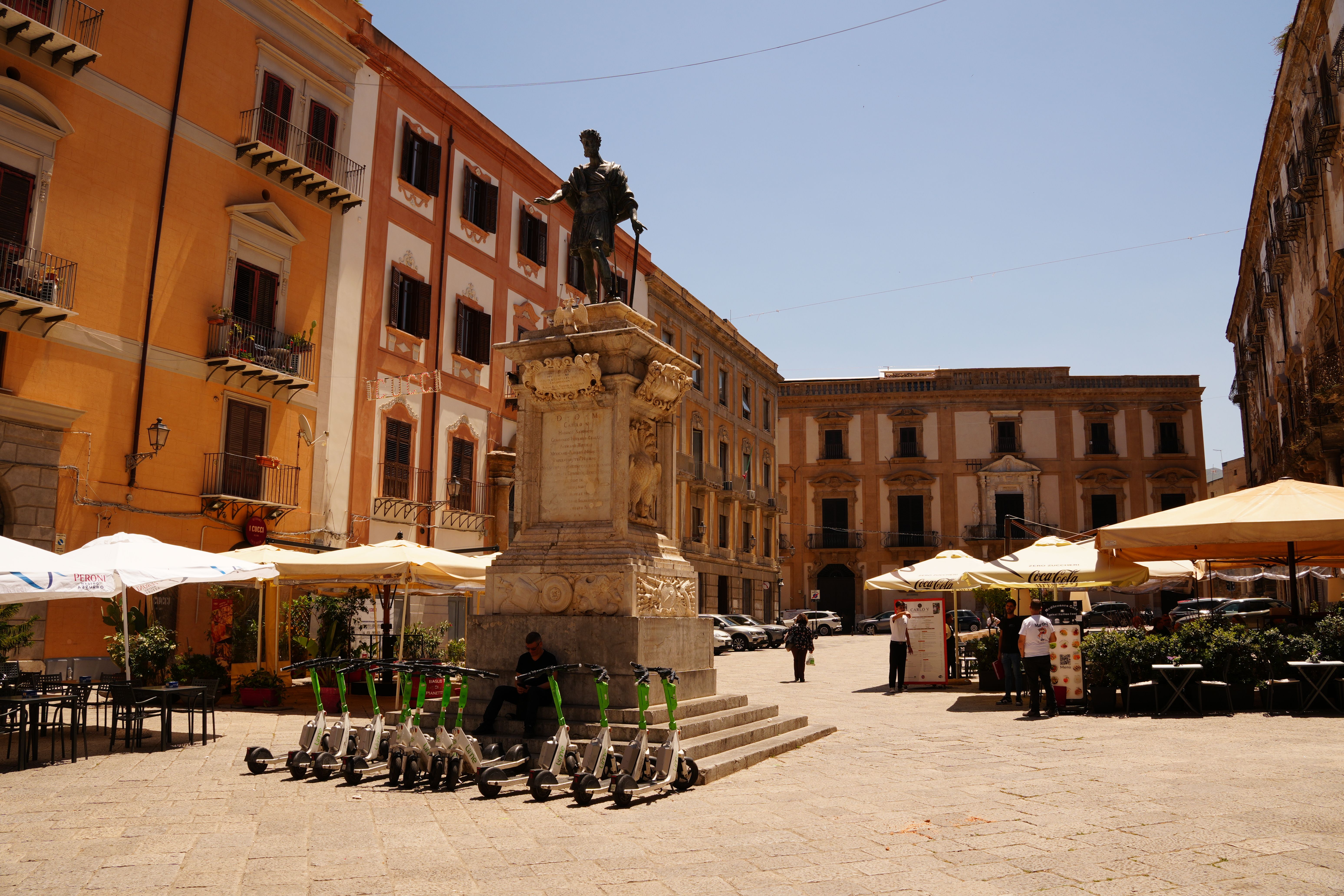 Vibrant historic piazza street scene in Palermo