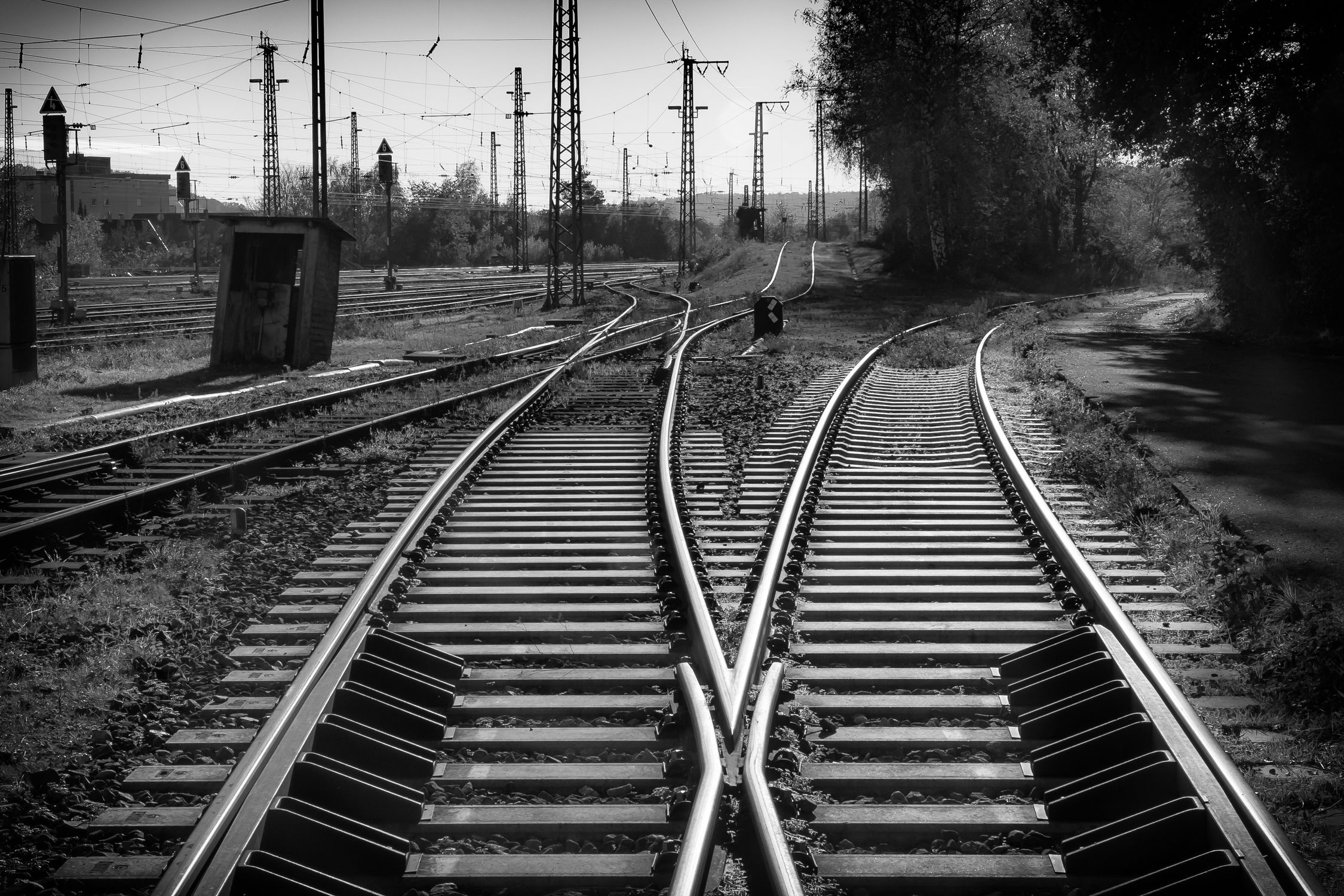 Black and White Railway Track Intersection · Free Stock Photo