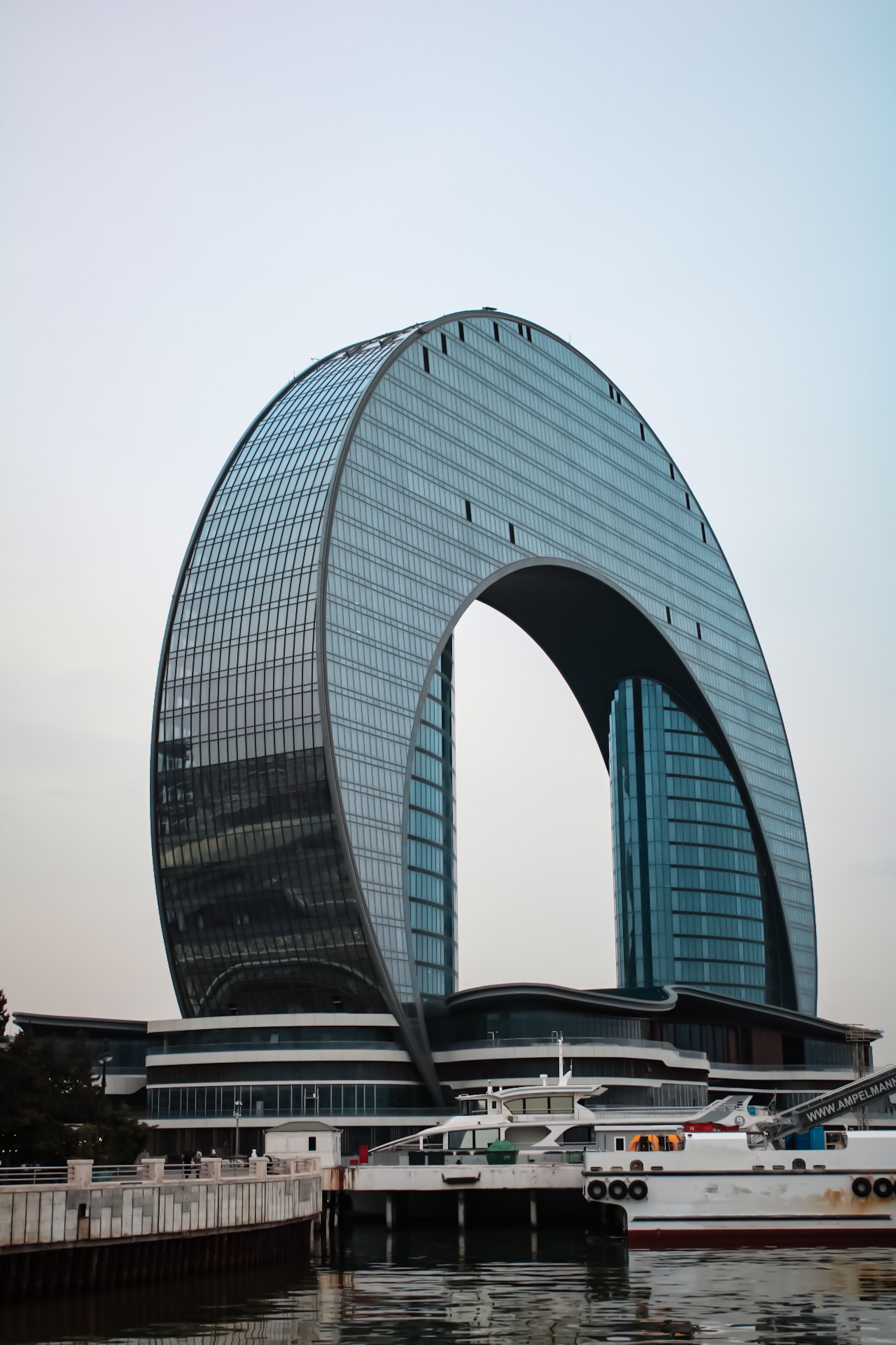 Modern Crescent Shaped Building in Baku · Free Stock Photo