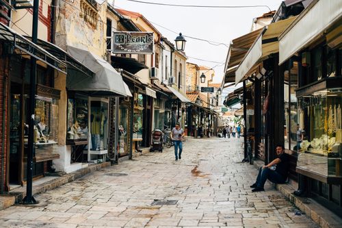 Free Explore the bustling atmosphere of the Old Bazaar in Skopje, North Macedonia. Stock Photo