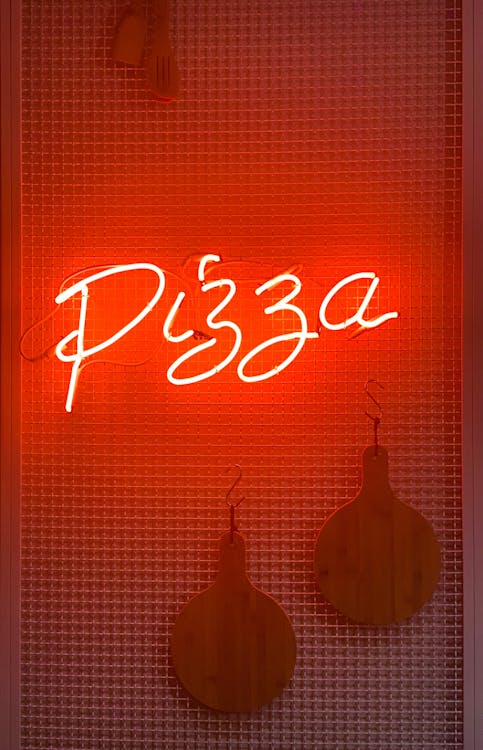 Pizza Neonlicht Bewegwijzering Naast Muur