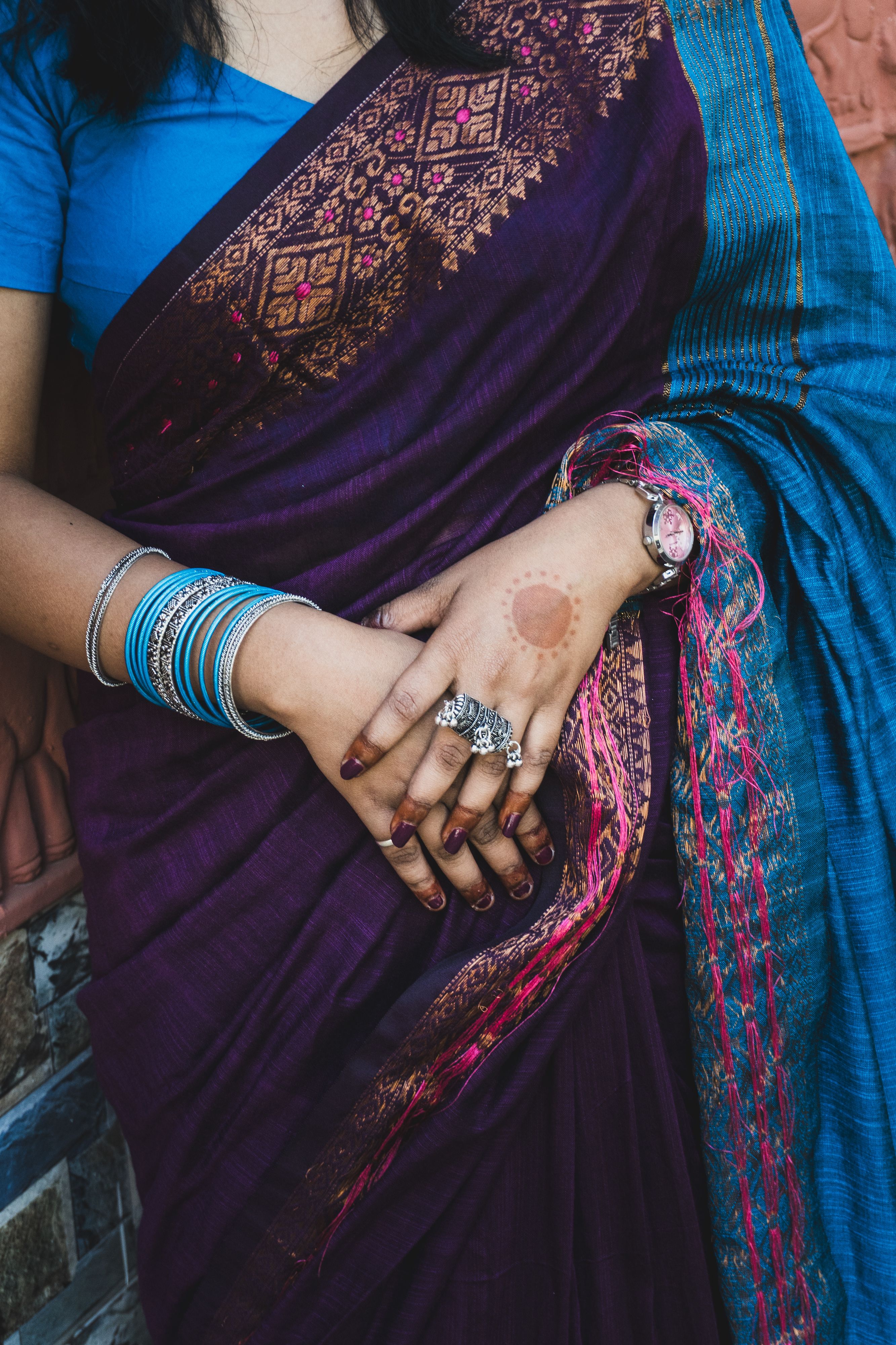 Traditional Indian Saree with Elegant Jewelry · Free Stock Photo