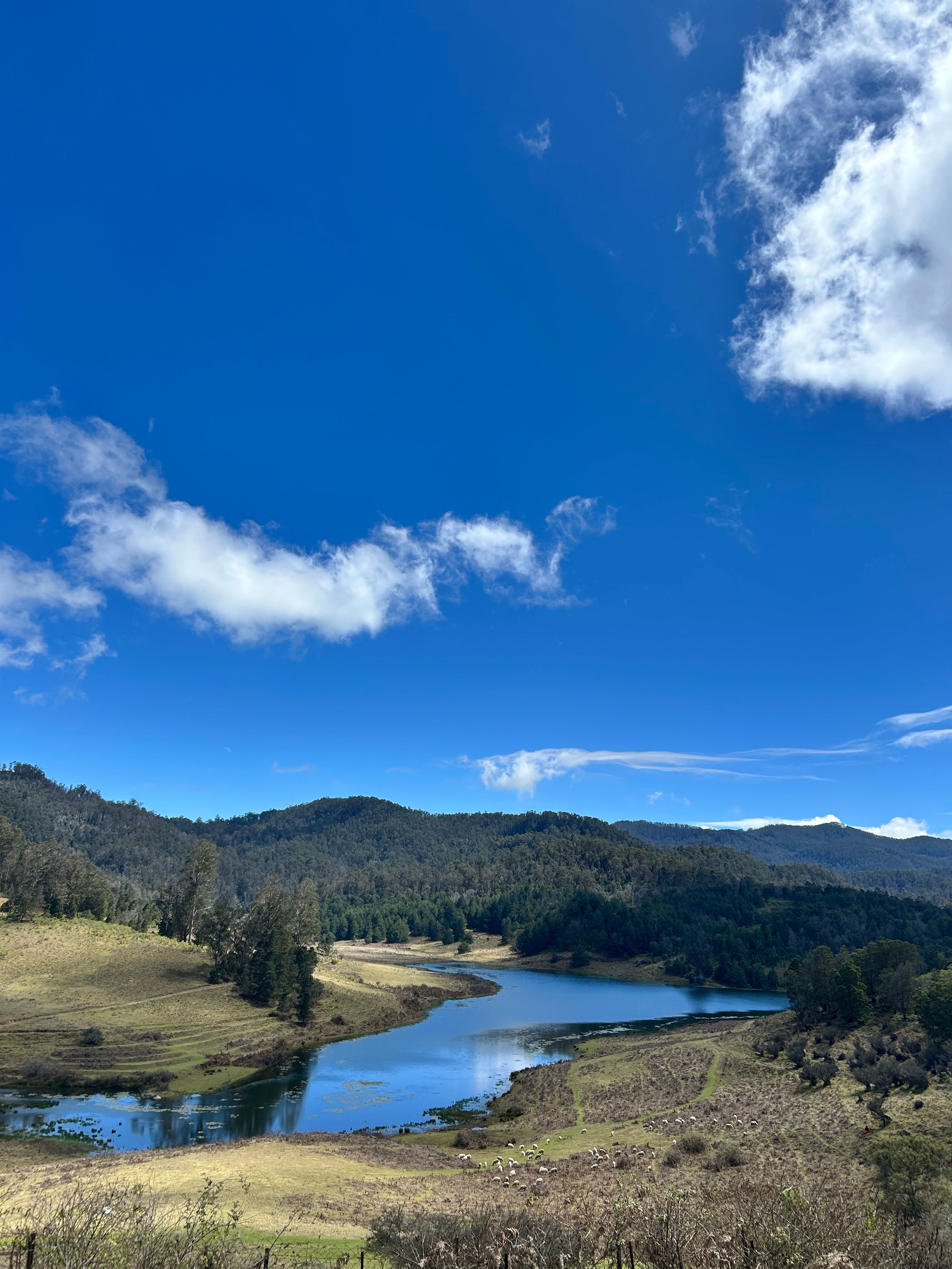 Scenic Mountain Lake Landscape with Blue Sky · Free Stock Photo