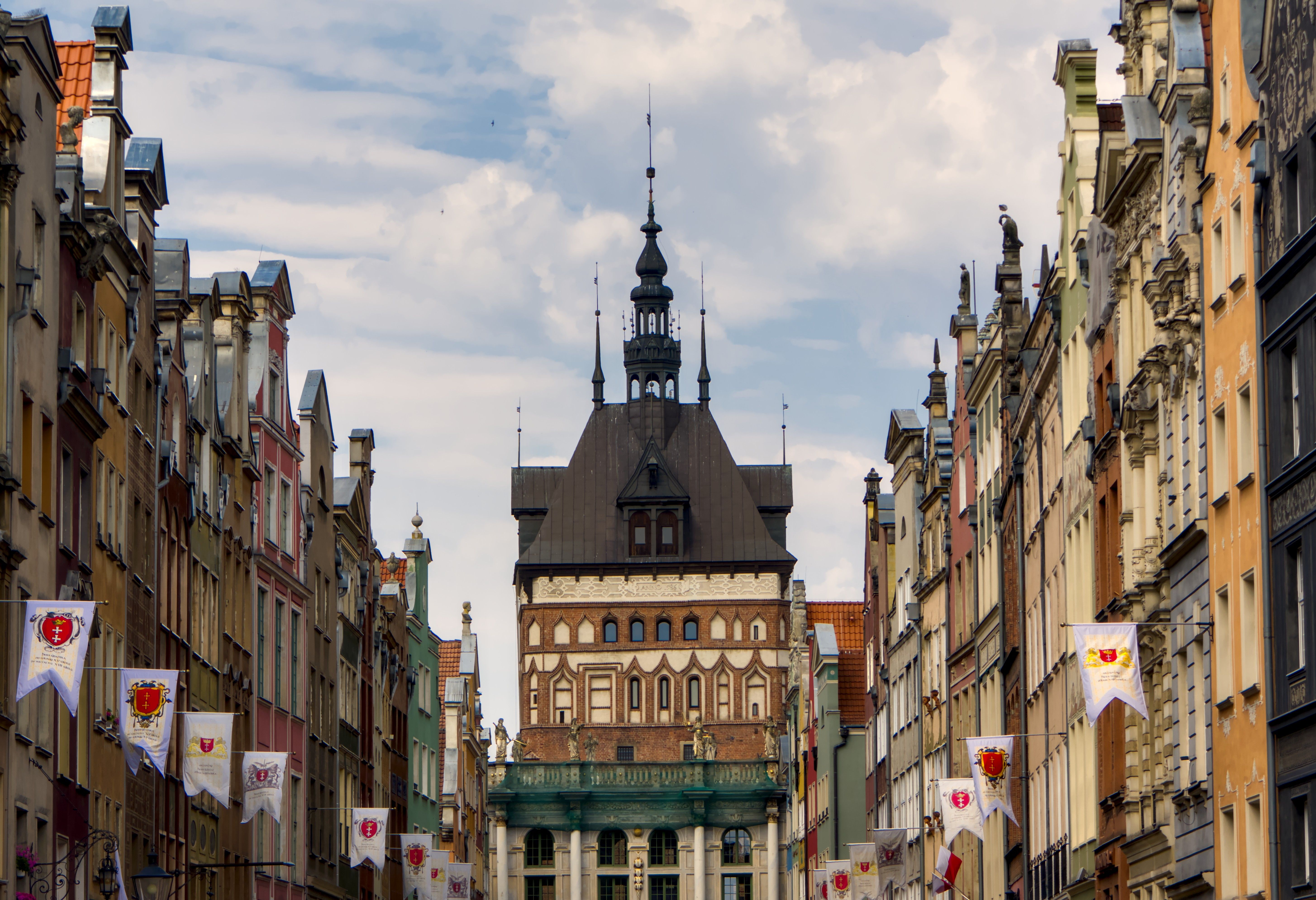 Iconic historic architecture and vibrant streetscape of Gdańsk's Old Town, Poland. - Gdansk