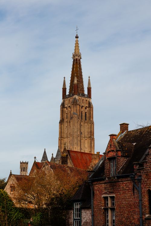 Free Stunning view of Church of Our Lady in Bruges, Belgium with classic architecture. Stock Photo