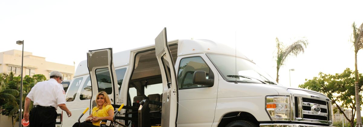 A wheelchair-accessible transport van