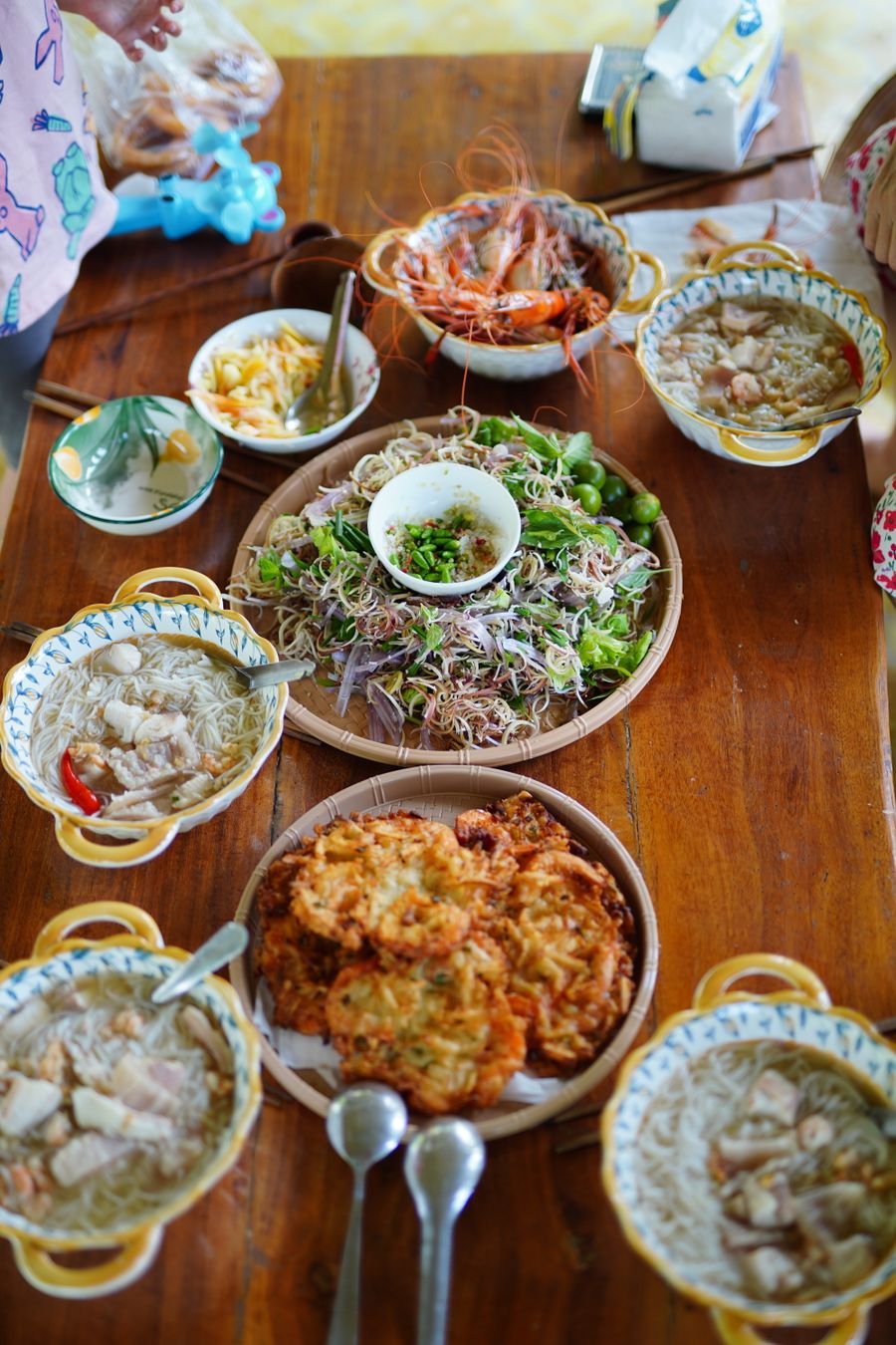 Traditional Asian feast with diverse dishes