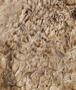 Aerial view of cracked earth texture in California's dry landscape.