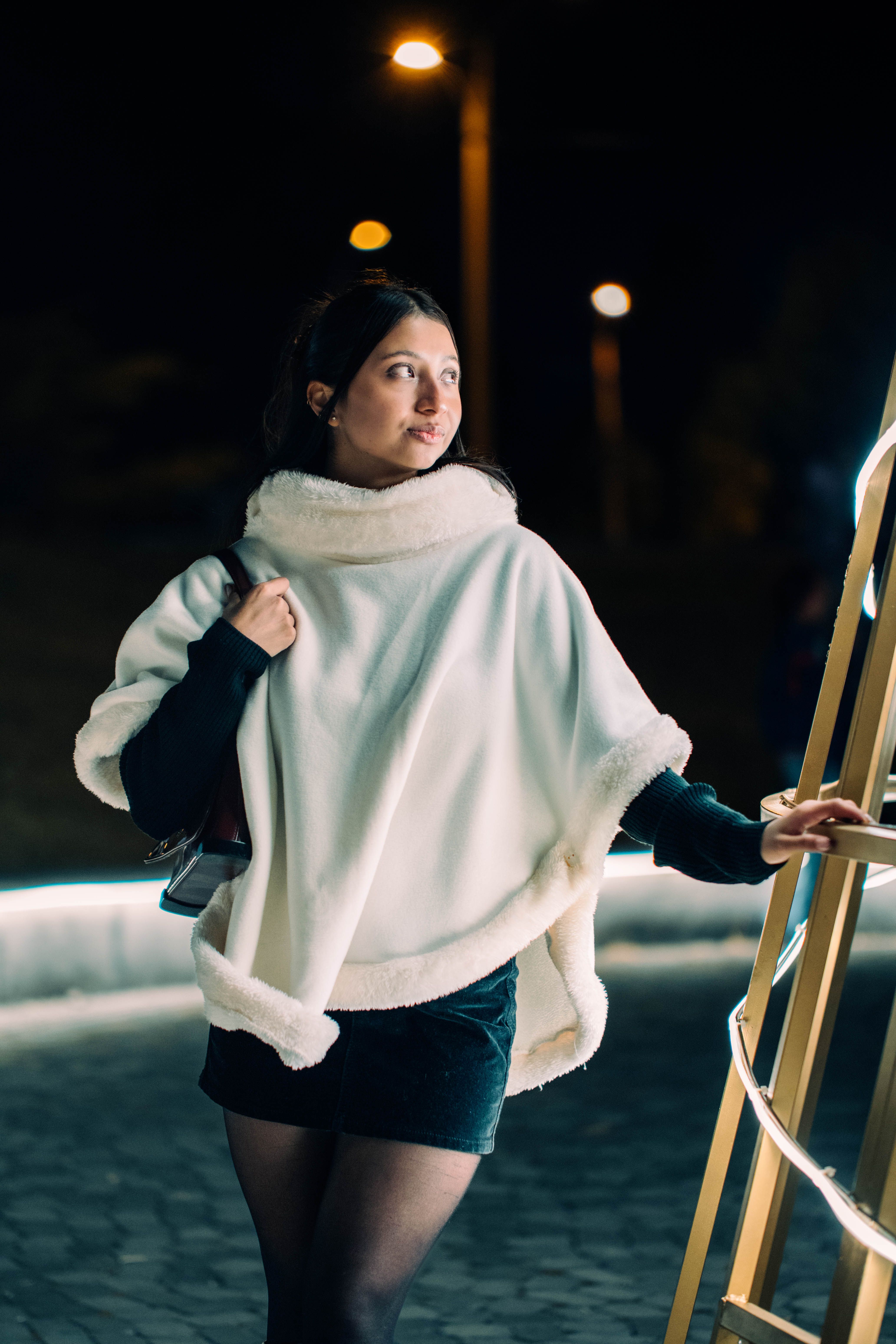 Stylish Woman Outdoors at Night in Cuenca · Free Stock Photo