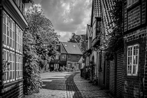Free Grayscale of Houses Stock Photo