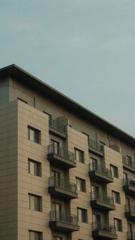 Contemporary architecture of a residential building with balconies in Baku, Azerbaijan.