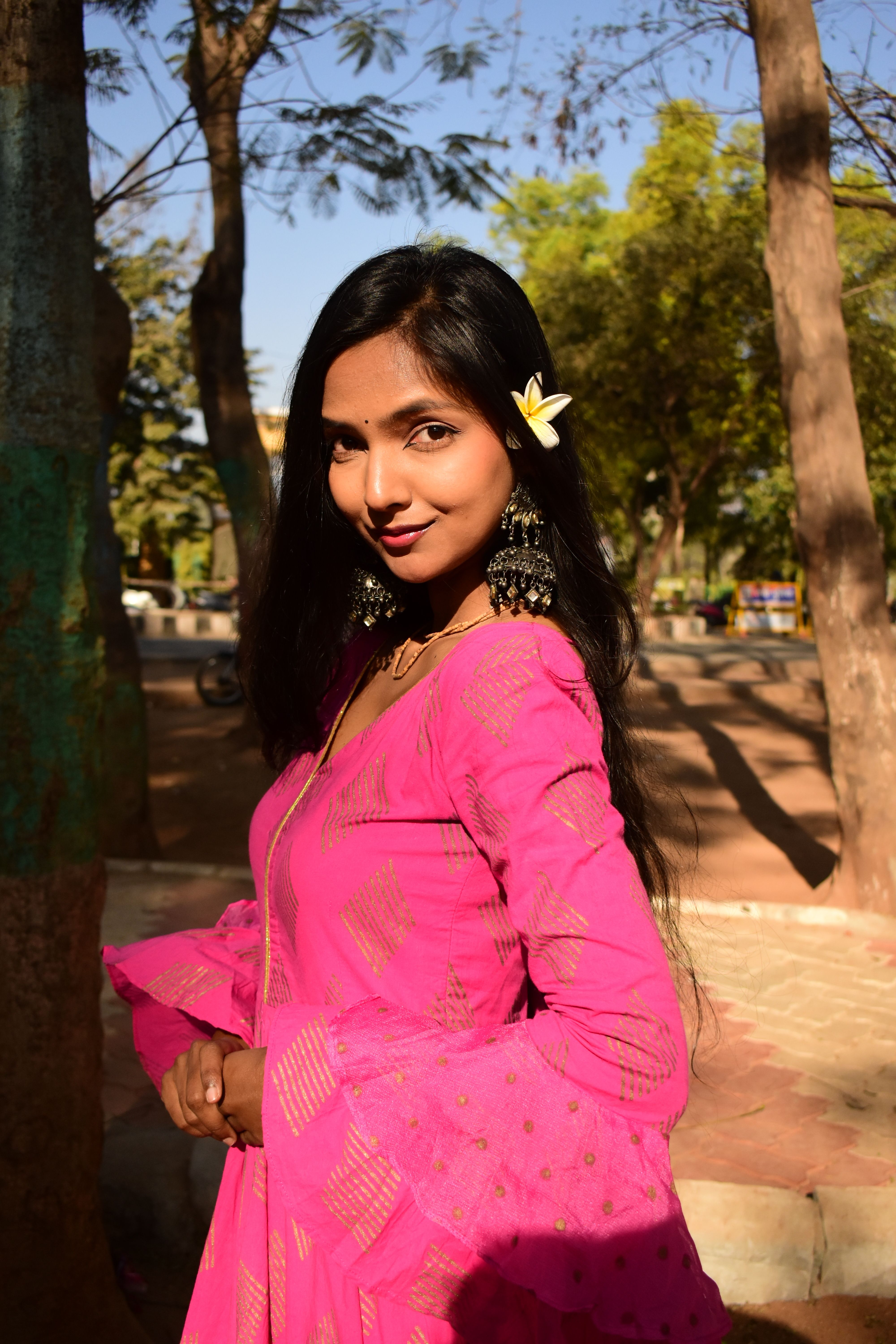 Portrait of Woman in Pink Dress Outdoors · Free Stock Photo