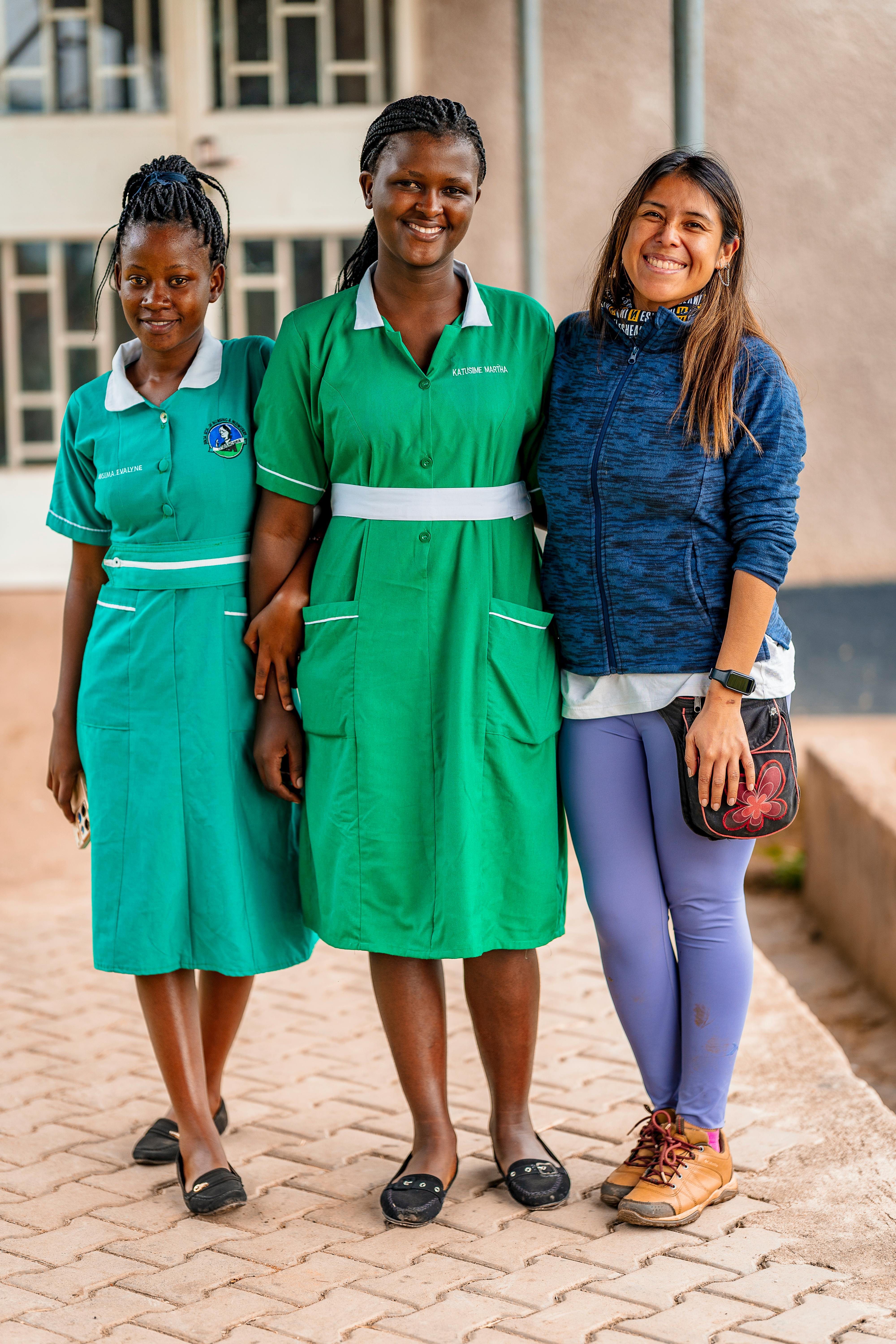 Friendly healthcare staff smiling together