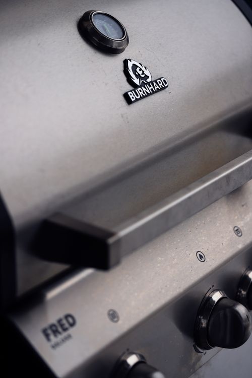 Free Detailed view of a Burnhard Fred BBQ grill perfect for summer outdoor cooking. Stock Photo