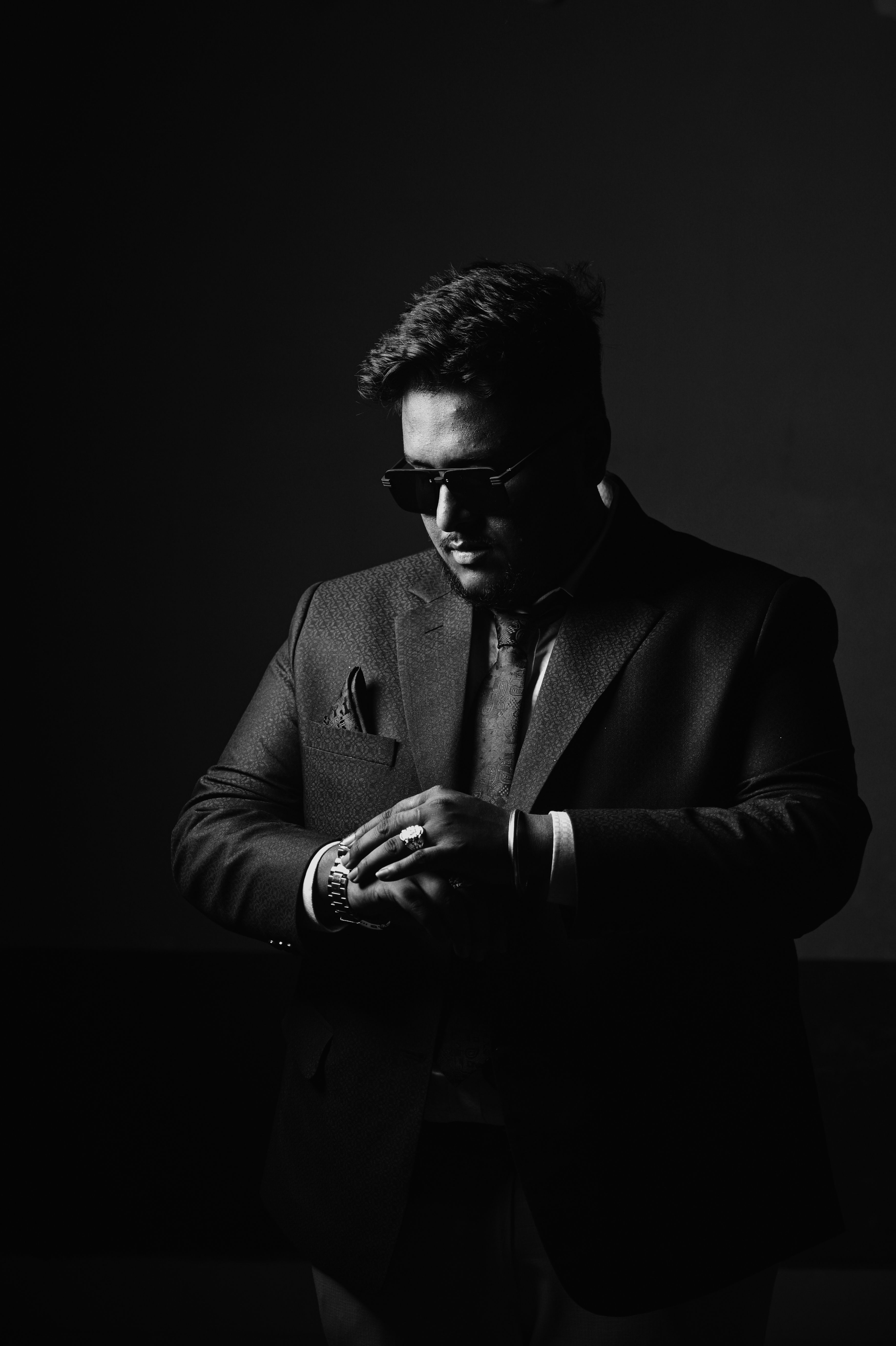 Dramatic Black and White Portrait of a Man · Free Stock Photo