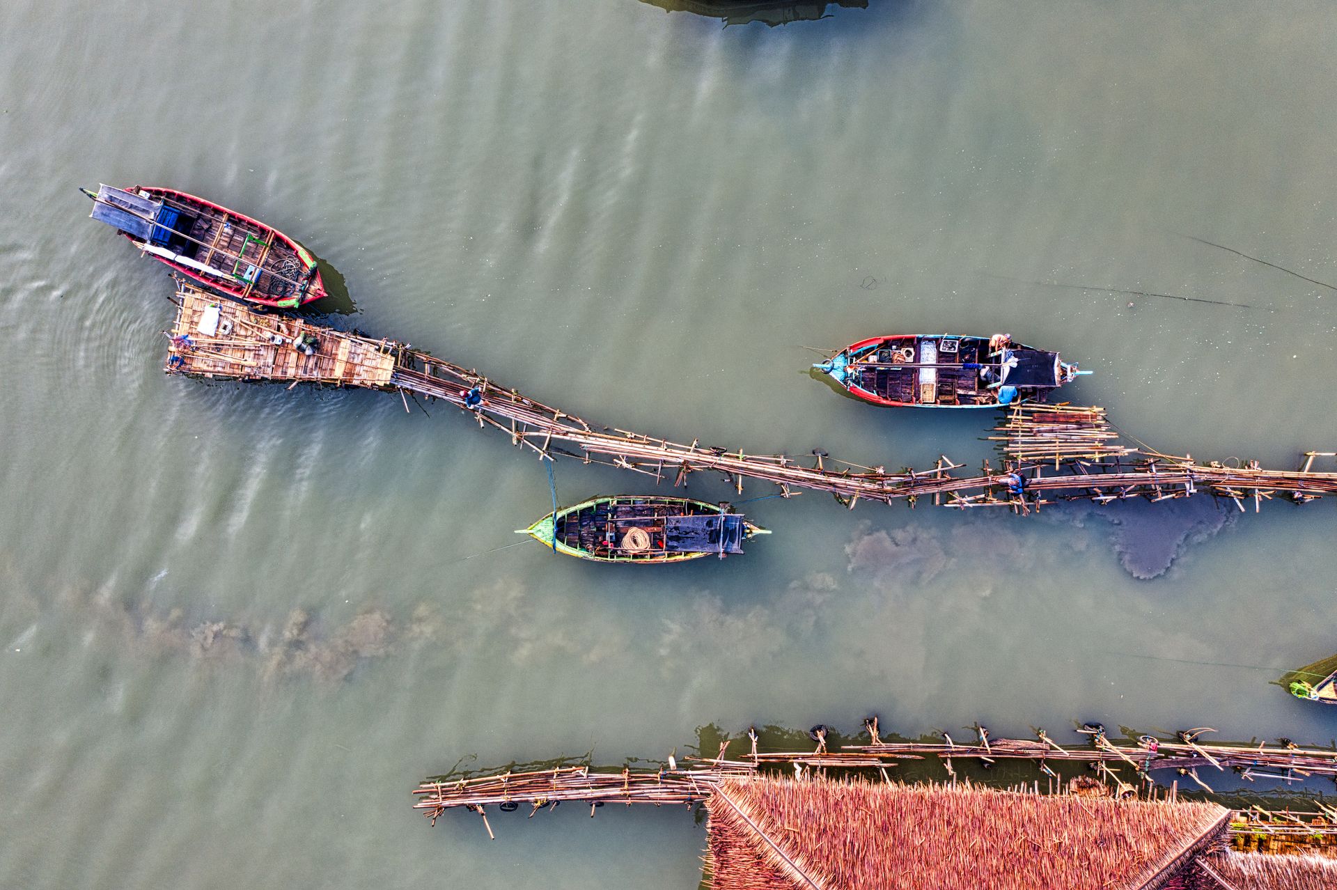 Bateaux de pêche vue du ciel