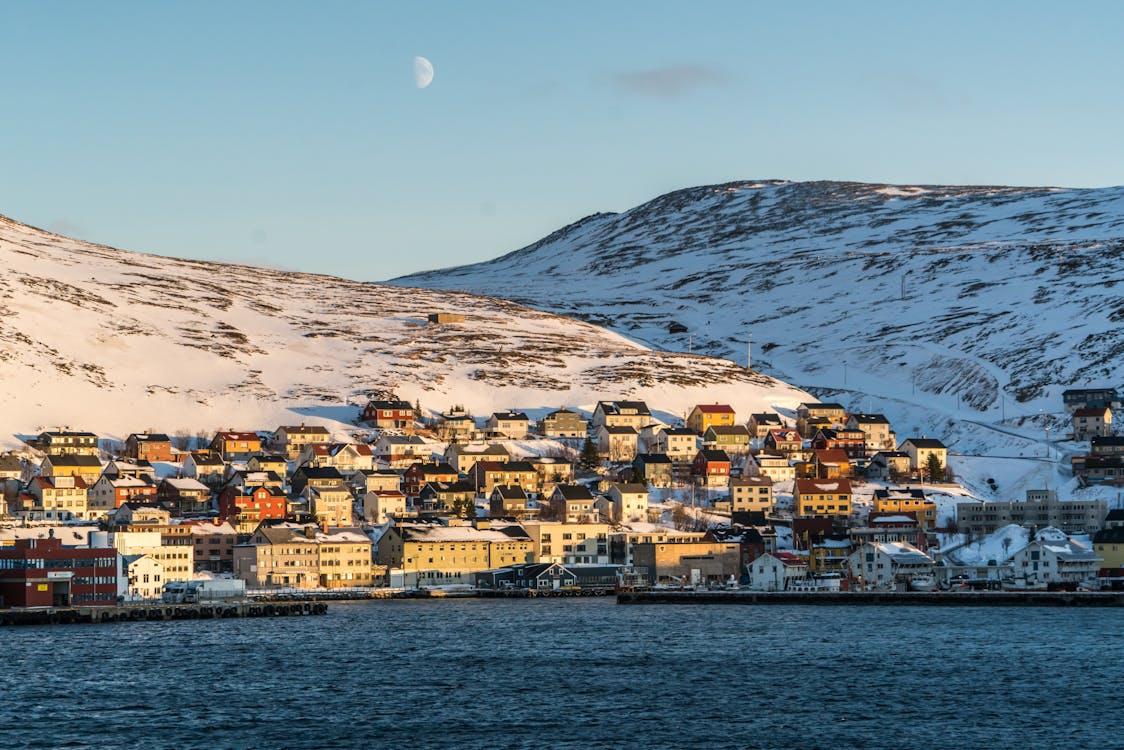 Buildings and Houses on Mountain Slope