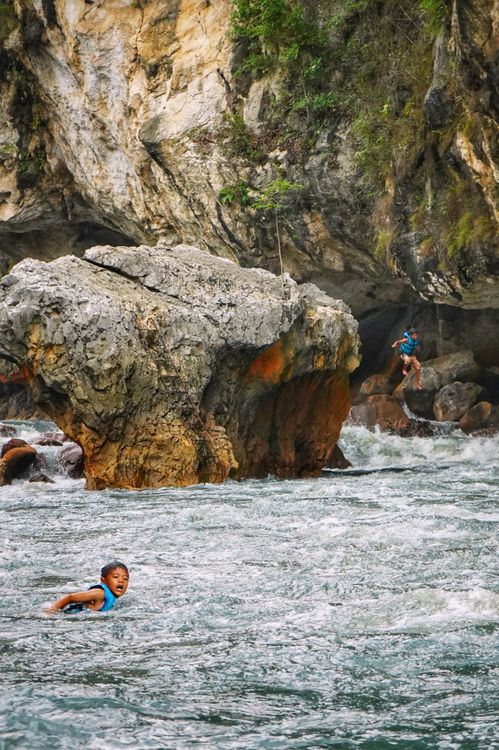 Adventurous Swim in Scenic West Java River Gorge · Free Stock Photo