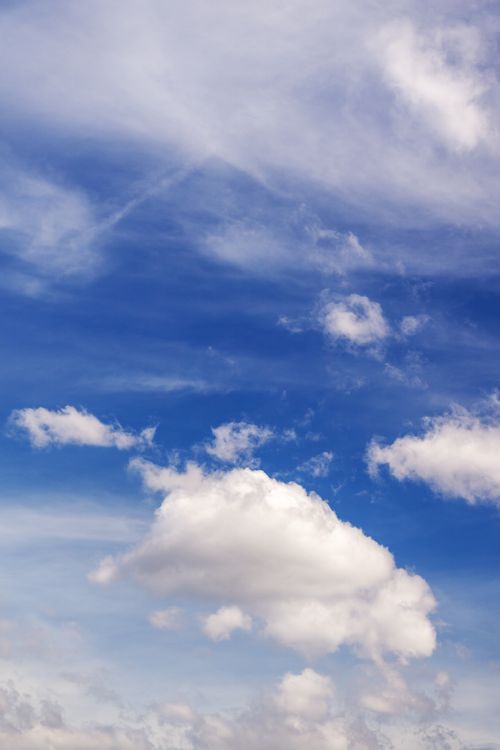Vibrant Blue Sky with Fluffy White Clouds · Free Stock Photo