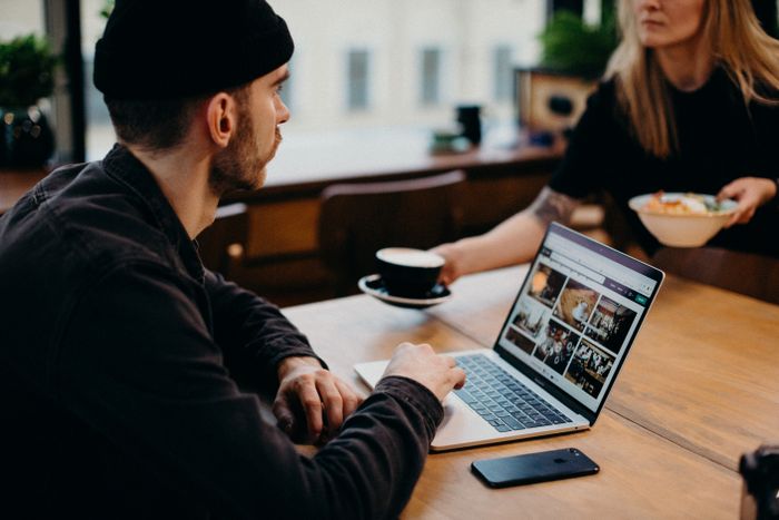Business owner working on a laptop