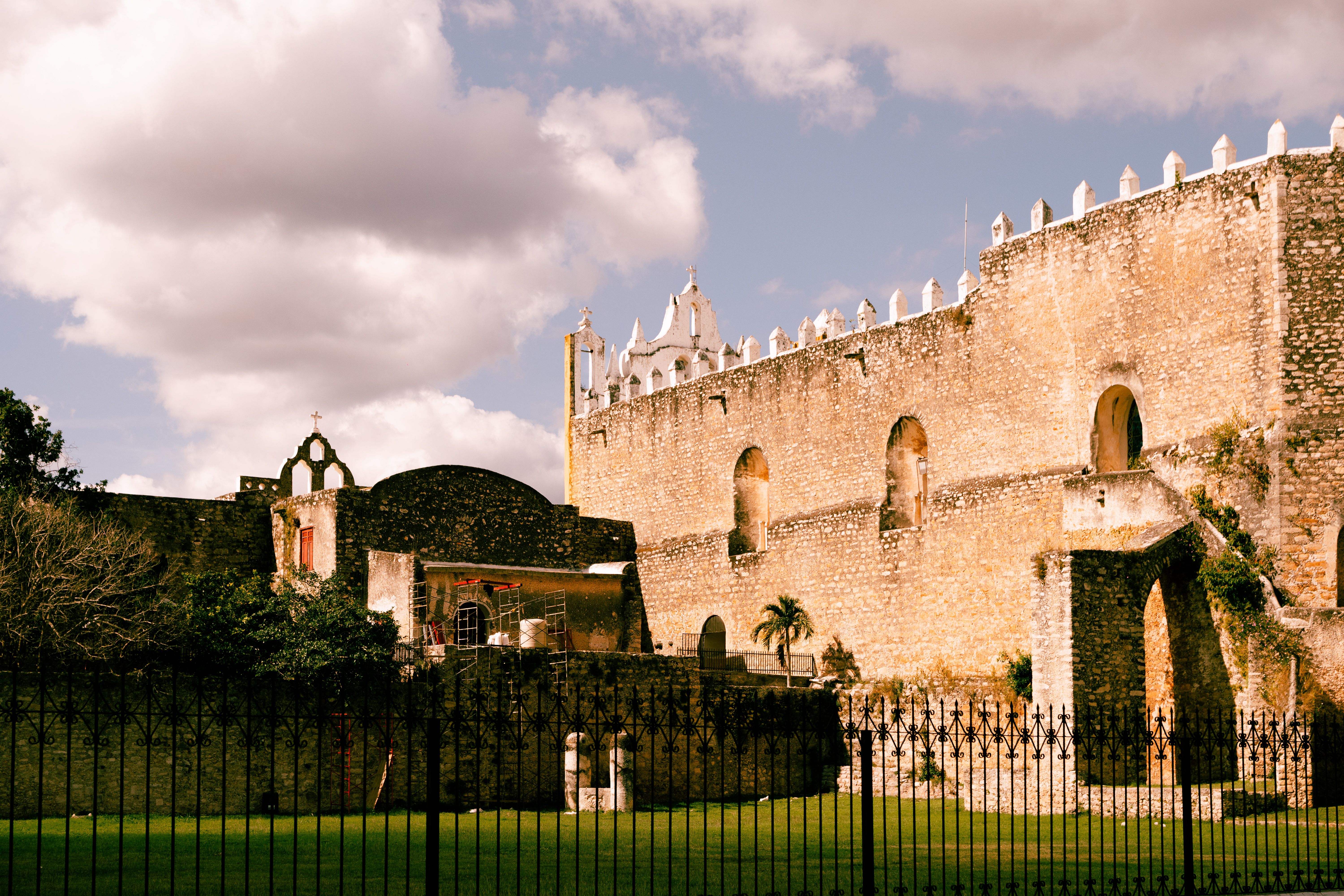 View of a historic convent in Izamal, capturing its striking architecture and rich heritage.