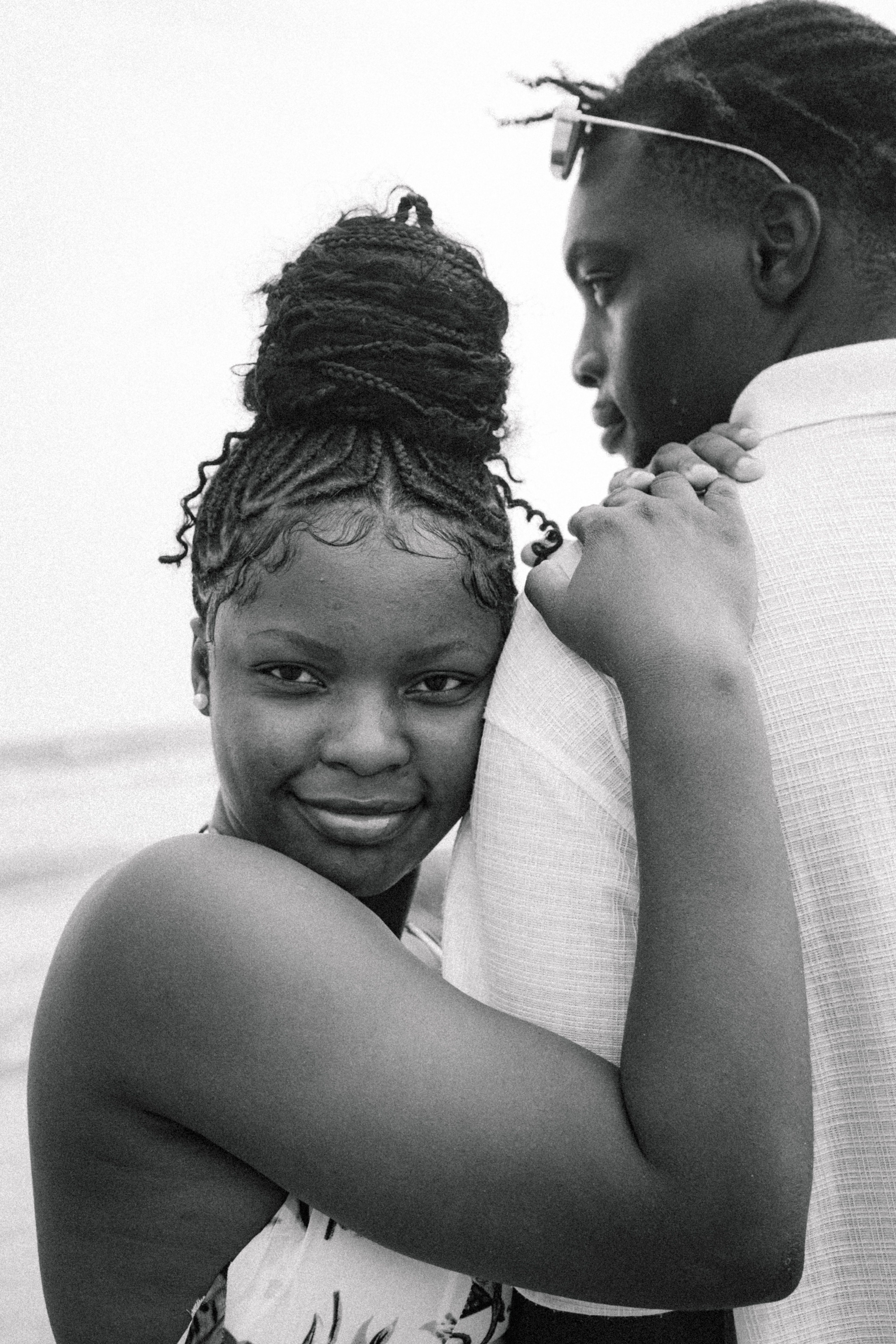 Romantic Black and White Beach Couple Portrait · Free Stock Photo