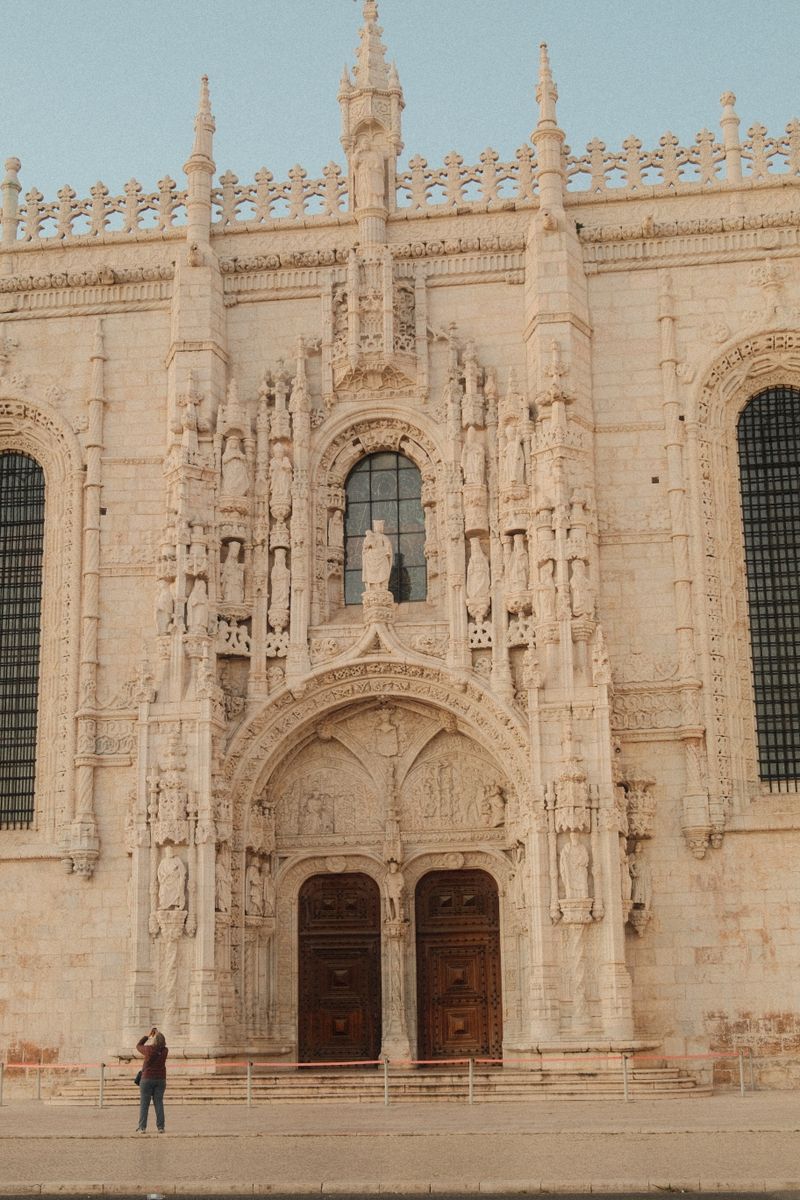 The stone cloisters of Jerónimos Monastery in Belém, Lisbon