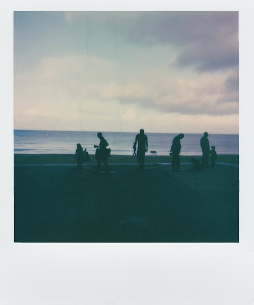 Free People Walking on Beach Stock Photo