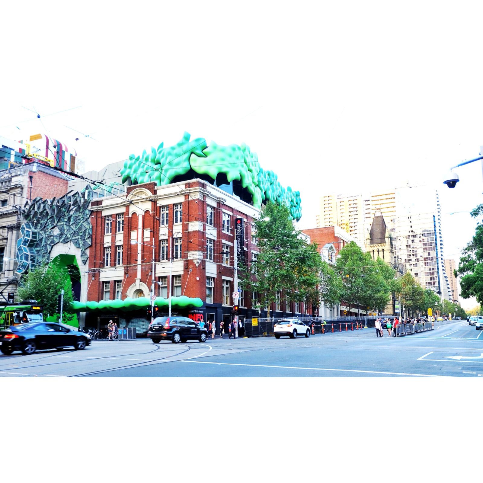 Modern city architecture and open pavement for refined electric mobility