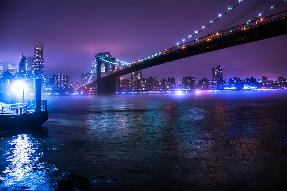 Bridge over Water during Night Time